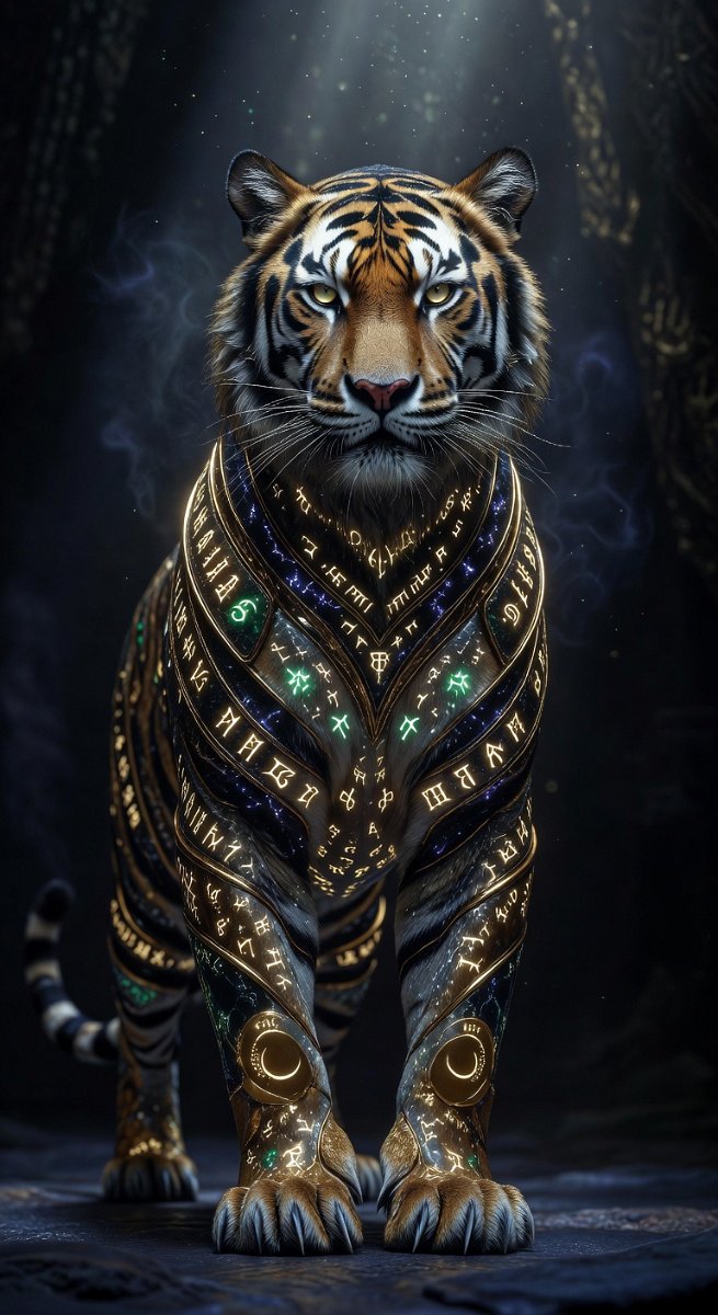 infinitemike87 Mystical Tiger armored guardian of hidden mysteries, hyperrealist 97f08633-8392-4296-b1b2-8426de147327
