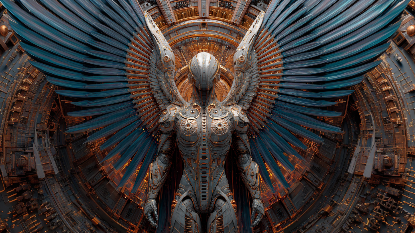 quietlight Galactic Guardian God with cybernetic wings sci-fi 567cb15b-fa20-4f36-9166-2fb0246233a4 0