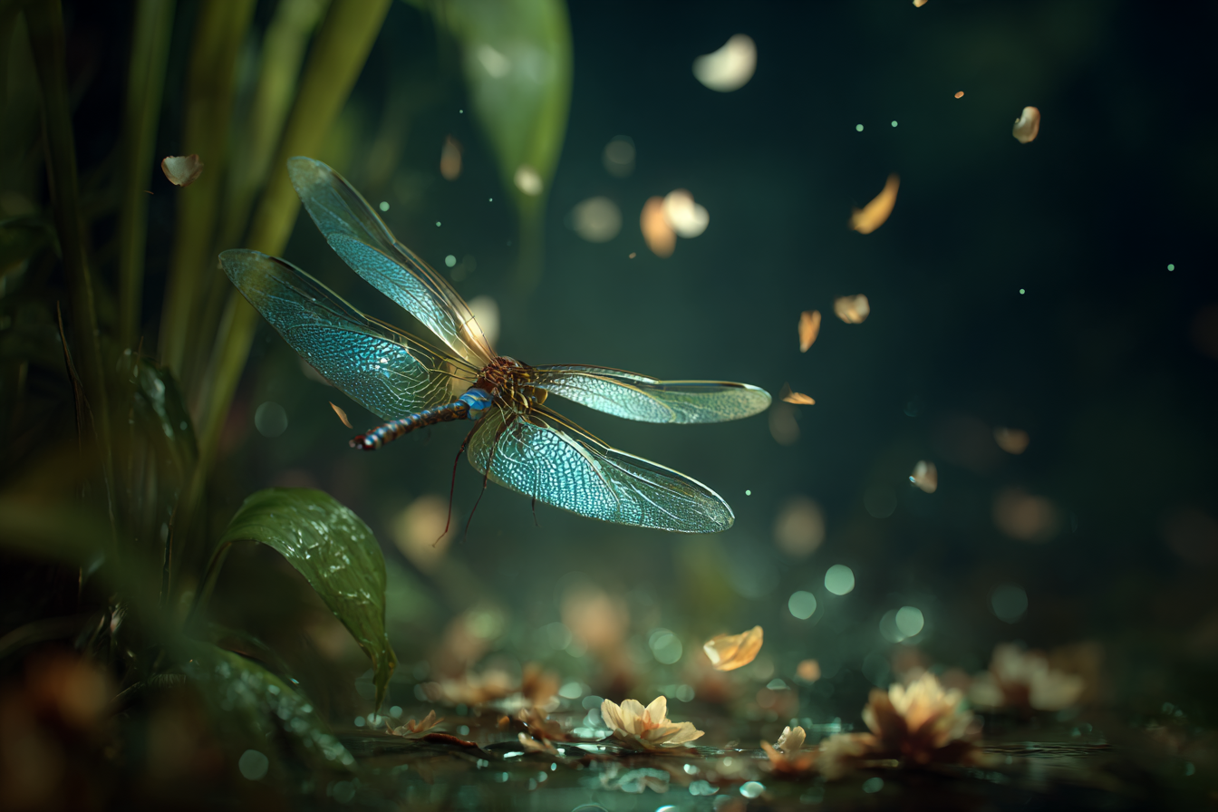 quietlight Sacred cyber dragonfly blooming rainforest by the  2d870310-61e8-446c-a904-d560c5f4fcc7 3