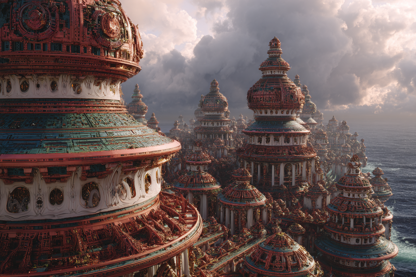 quietlight near-sea 3D fractal world architectural complex en 6f53549e-6e99-40d9-9a83-0dc7ccd87fb8 0