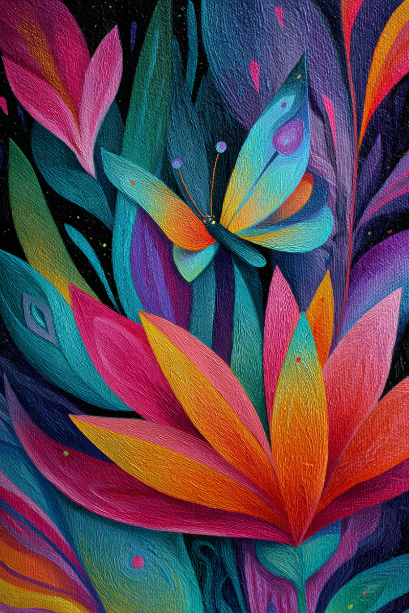 u1127339427 Abstract painting with stylized butterfly and a f 32176b52-c887-405a-9350-d6821524126a 0