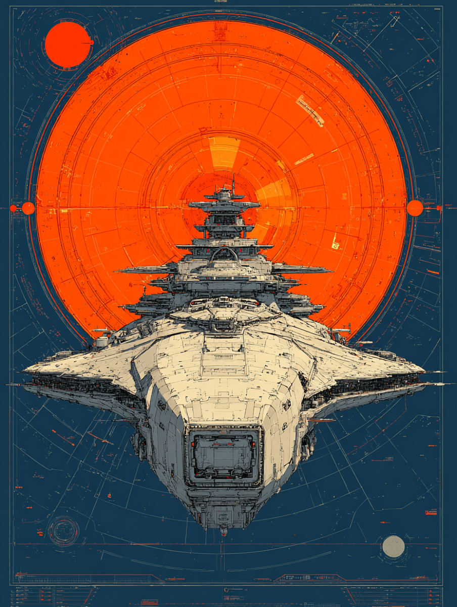 u1127339427 cool sci-fi art poster with large spaceship and s 2cf2580f-b970-46bf-be93-f557ead98f77 0