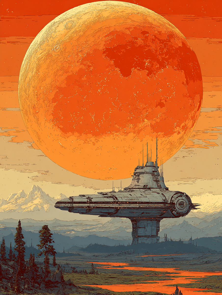 u1127339427 cool sci-fi art poster with large spaceship and s 2cf2580f-b970-46bf-be93-f557ead98f77 2