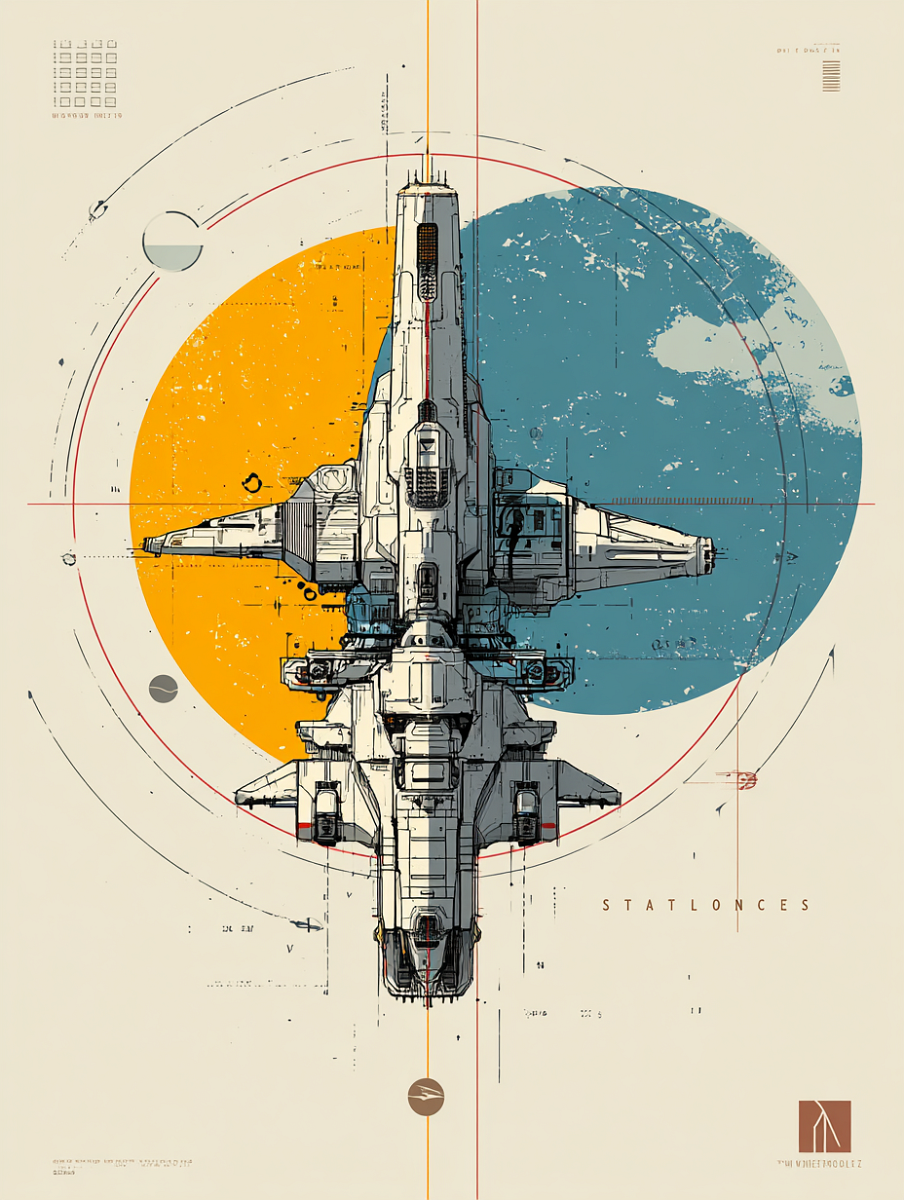 u1127339427 cool sci-fi art poster with large spaceship and s f95034f2-5b55-4046-ae9f-3ea99597d236 2