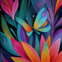 Abstract butterfly 3  Abstract painting with stylized butterfly and a flower, vibrant colors --ar 2:3 --v 7 Job ID: 32176b52-c887-405a-9350-d6821524126a
