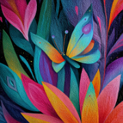 u1127339427 Abstract painting with stylized butterfly and a f 32176b52-c887-405a-9350-d6821524126a 0