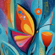 u1127339427 Abstract painting with stylized butterfly and a f 32176b52-c887-405a-9350-d6821524126a 1