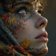 u1127339427 autumn melancholy tatooed on her forehead surreal 7278e54f-2c1a-44d5-a92c-f3a76d22a49a 0